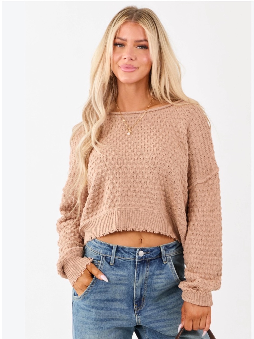 Double Zero Cozy Cropped Knit Sweater Light Mustard